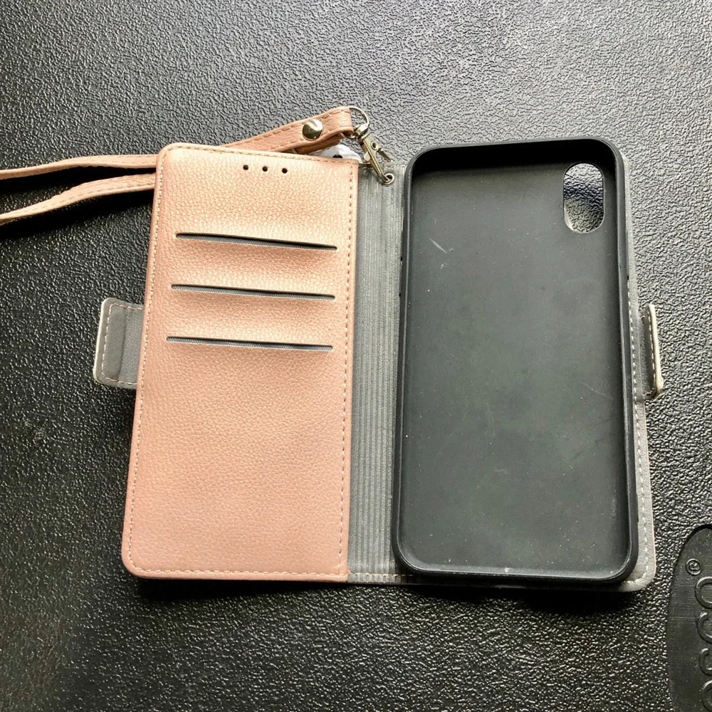 Floral rose gold Phone Case with Wrist Strap